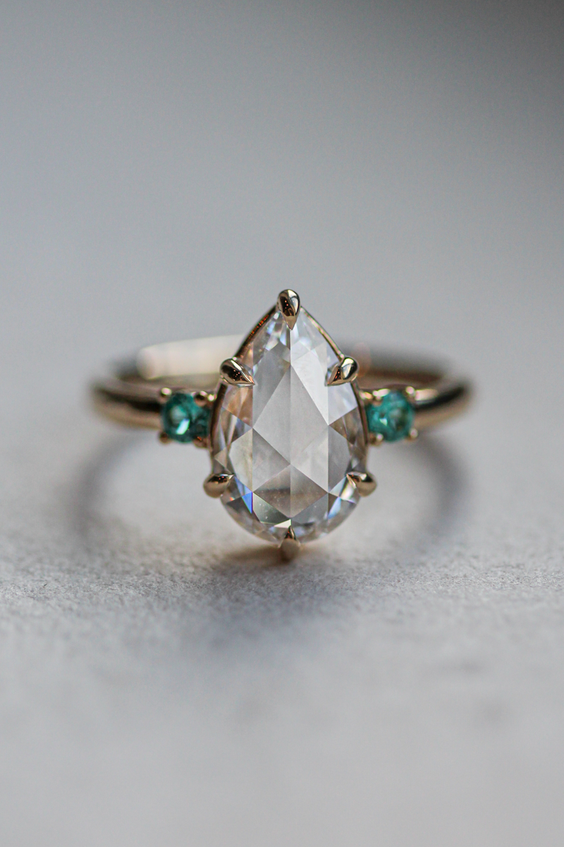 June Studio: Brooke’s Rose Cut Pear & Sapphire Trilogy