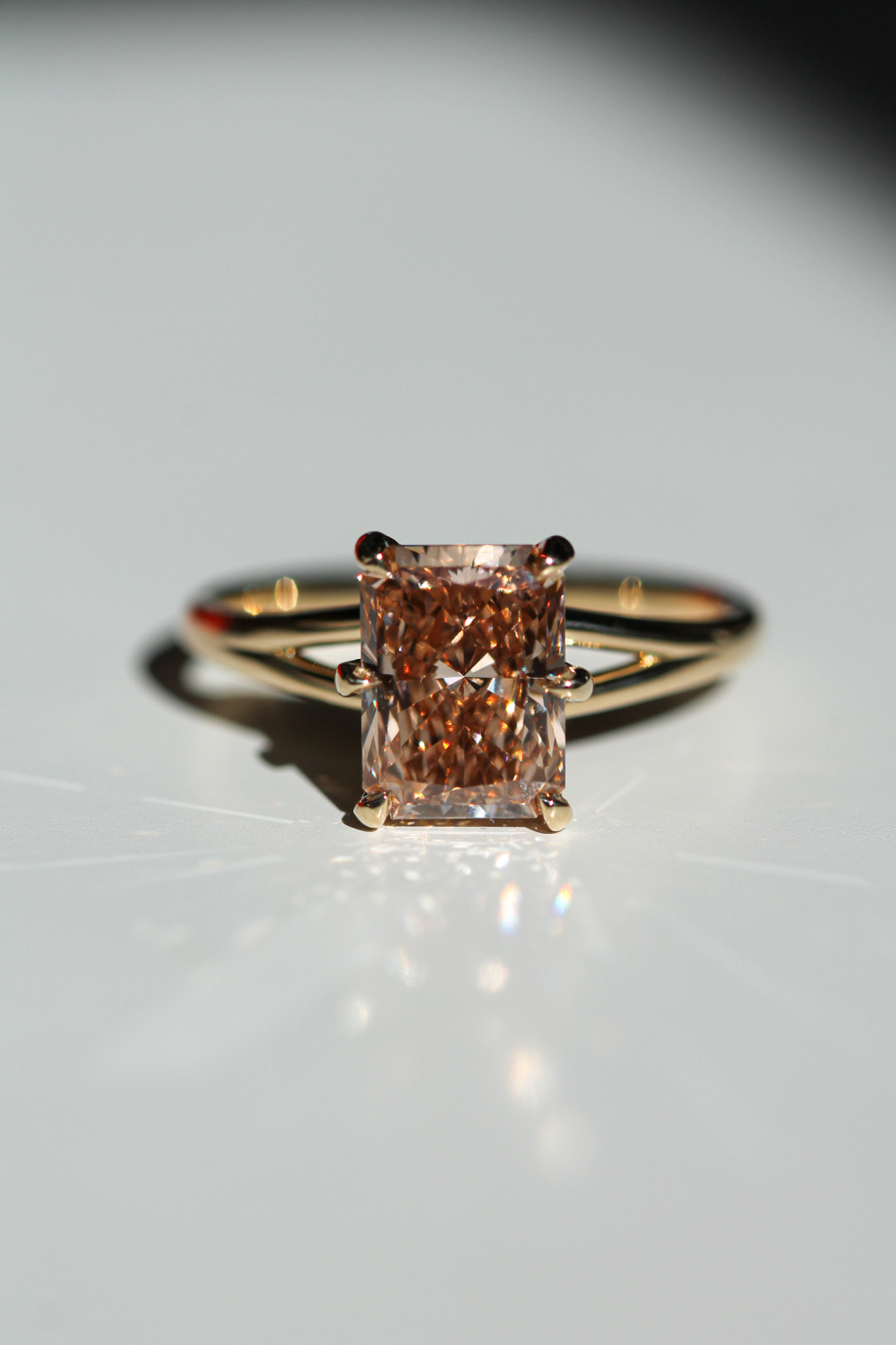 June Studio: Robert’s Champagne Radiant Solitaire
