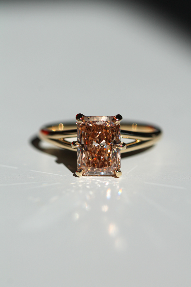 June Studio: Robert’s Champagne Radiant Solitaire