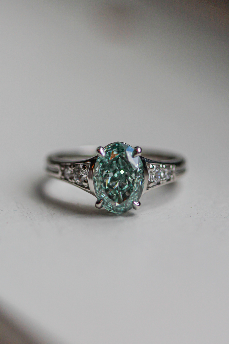 June Studio: Sheila’s Platinum Green Diamond Lea