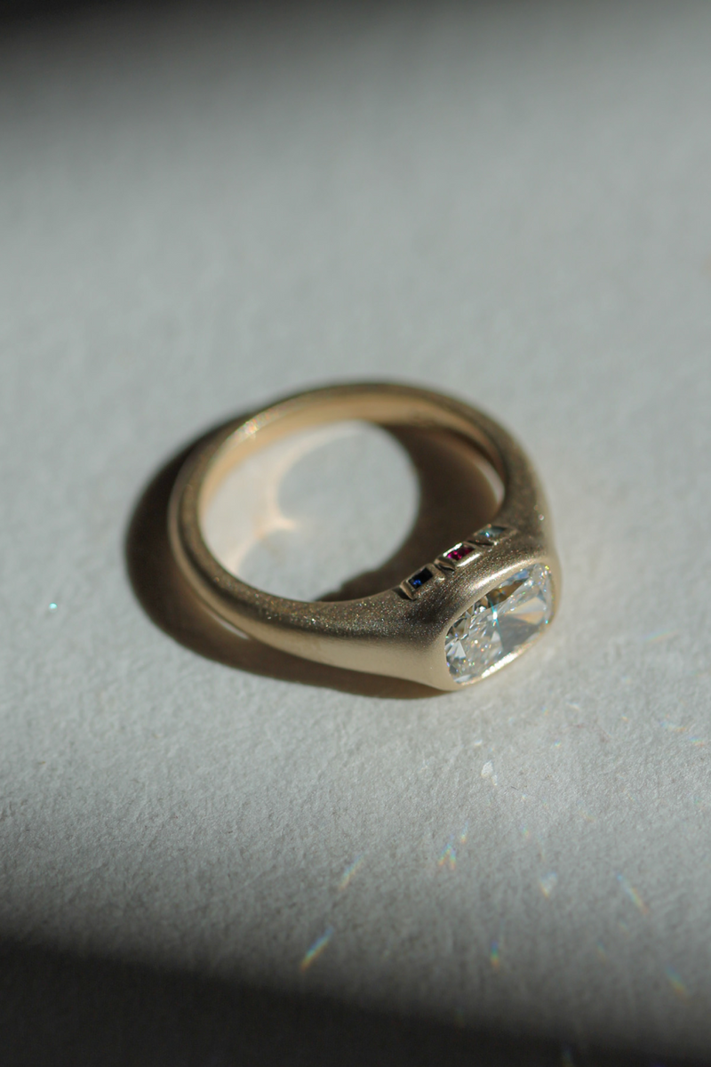 June Studio: Men’s Diamond Signet With Birthstone Accents
