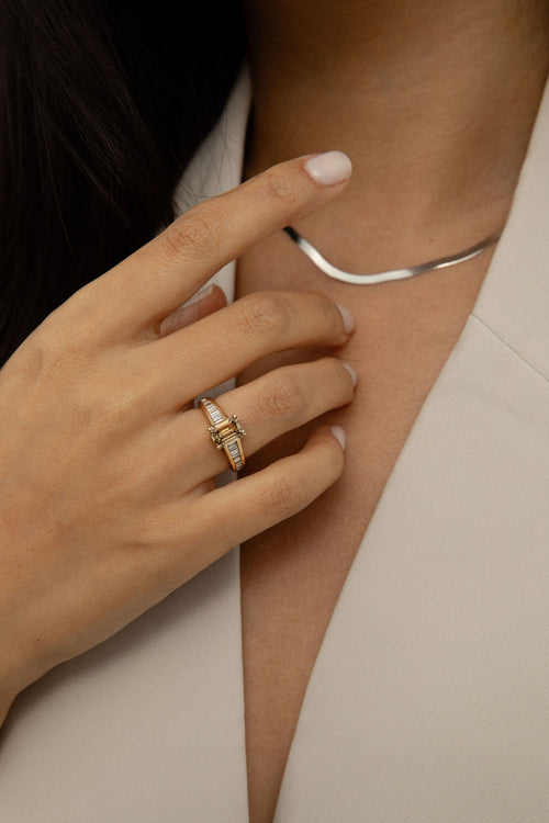 Champagne Emerald with Baguette Channels