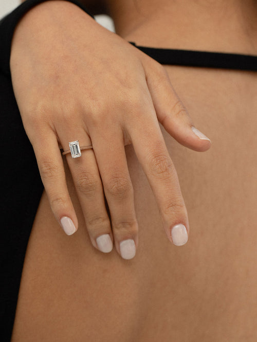 June Solitaire || Elongated Emerald