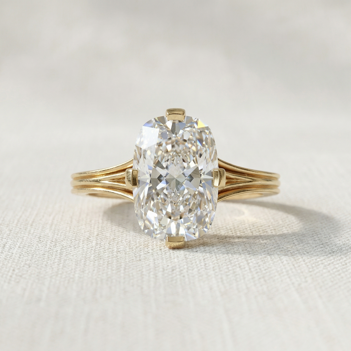 Brilliant cut elongated cushion diamond ring