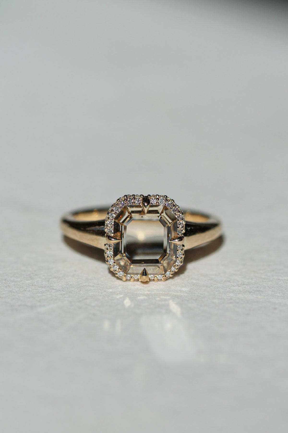 Champagne Portrait Domed Pavé Halo | OAK (view 3)