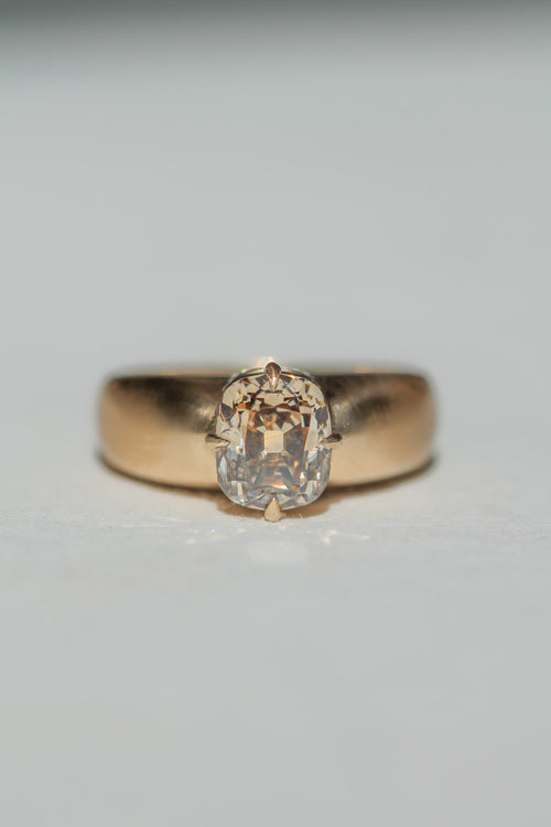 Old Mine Champagne Domed Band Solitaire | OAK