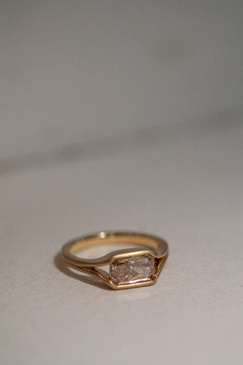Champagne Radiant Double Band Solitaire | OAK (view 2)