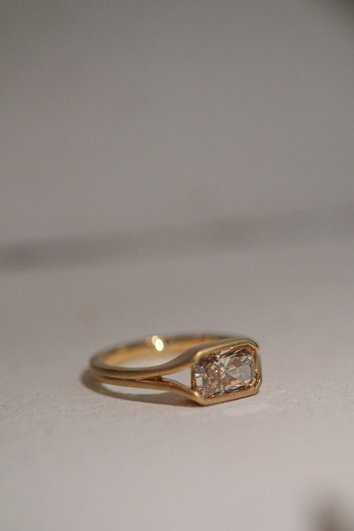 Champagne Radiant Double Band Solitaire | OAK (view 3)