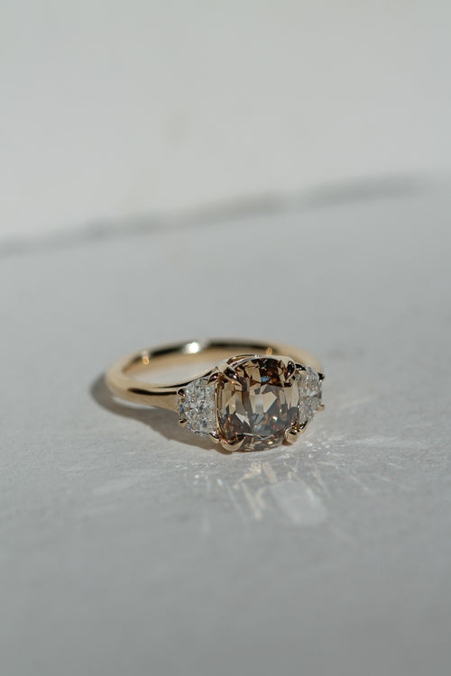 Old Mine Cushion & Half Moon Three-Stone | OAK (view 2)