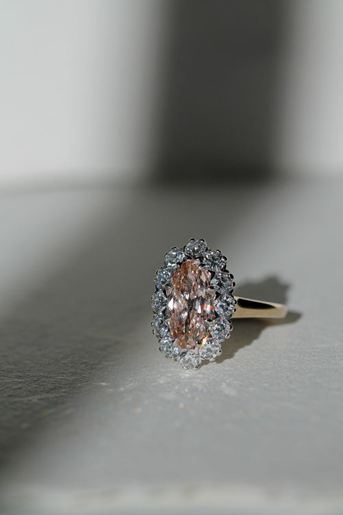 Champagne Moval Floral Halo Setting