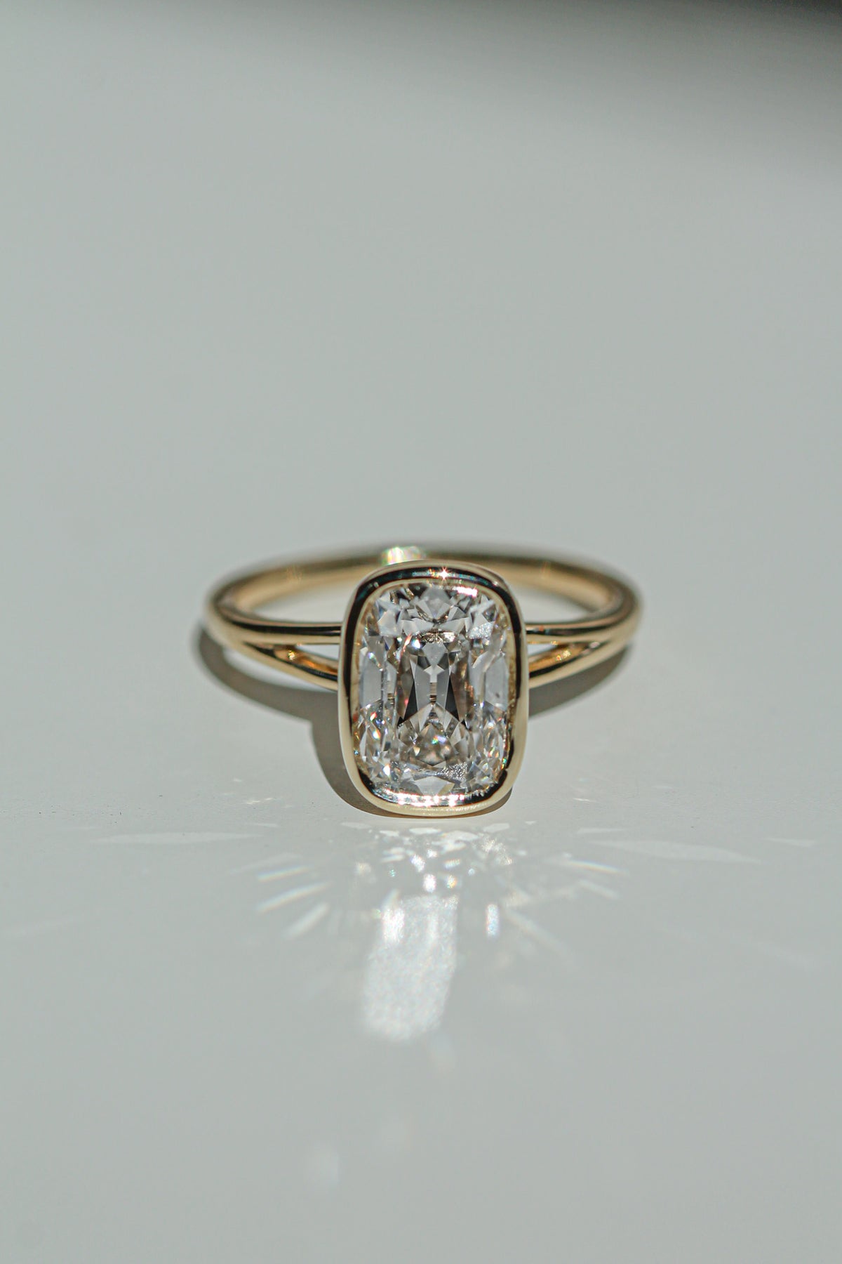 old mine cut elongated cushion diamond solitaire (view 2)