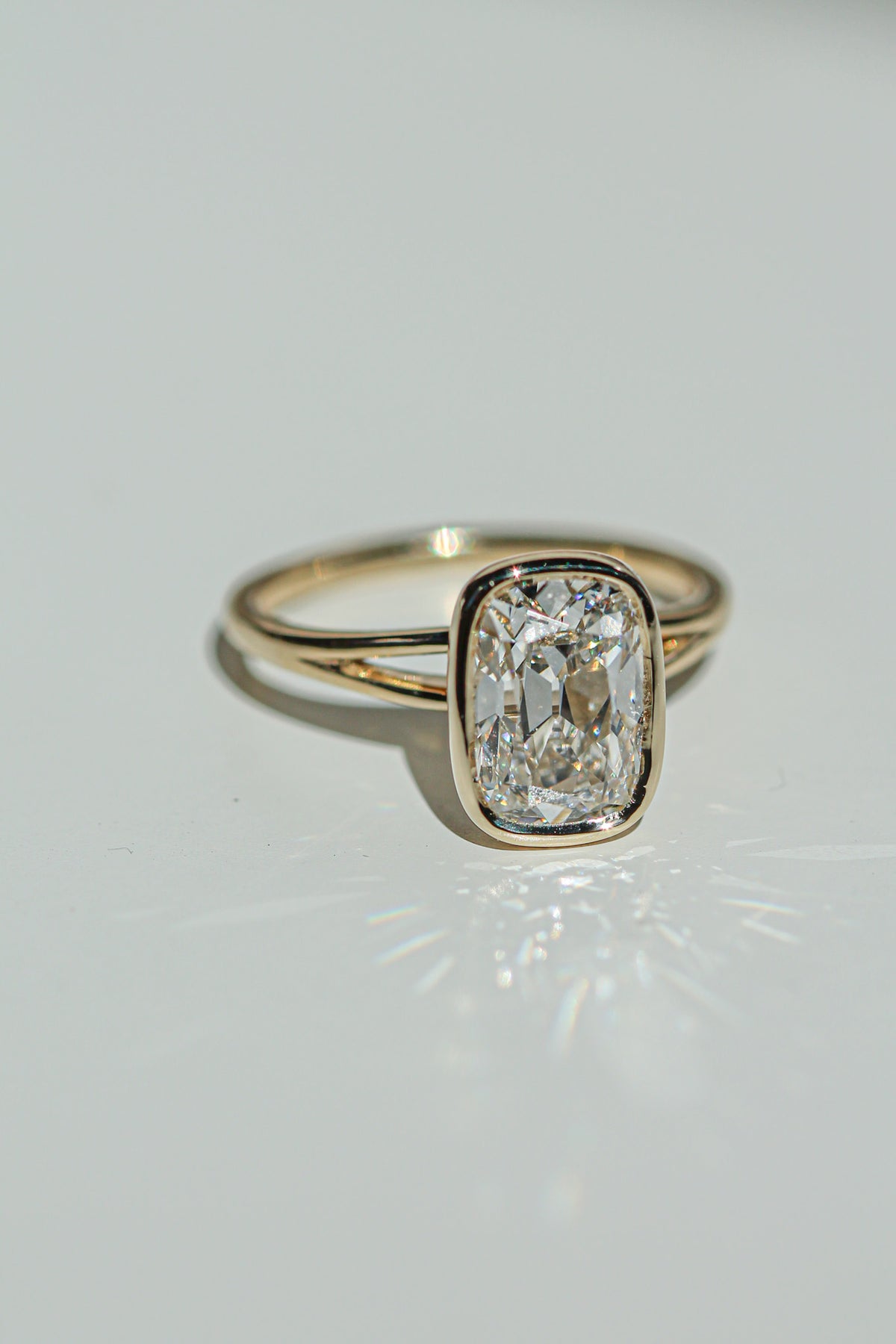 old mine cut elongated cushion diamond solitaire (view 5)