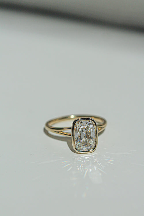old mine cut elongated cushion diamond solitaire