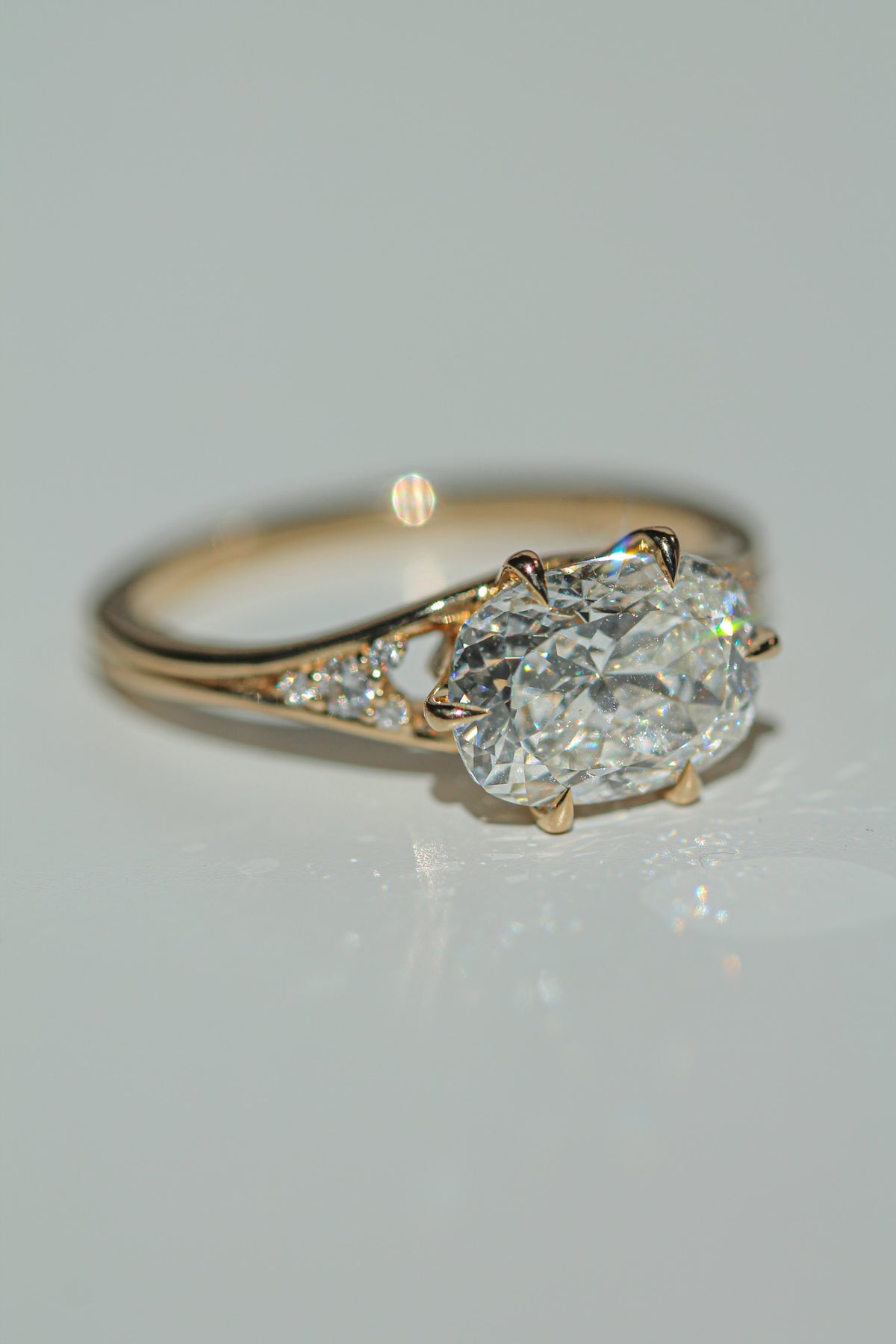 East-west cushion diamond ring (view 5)