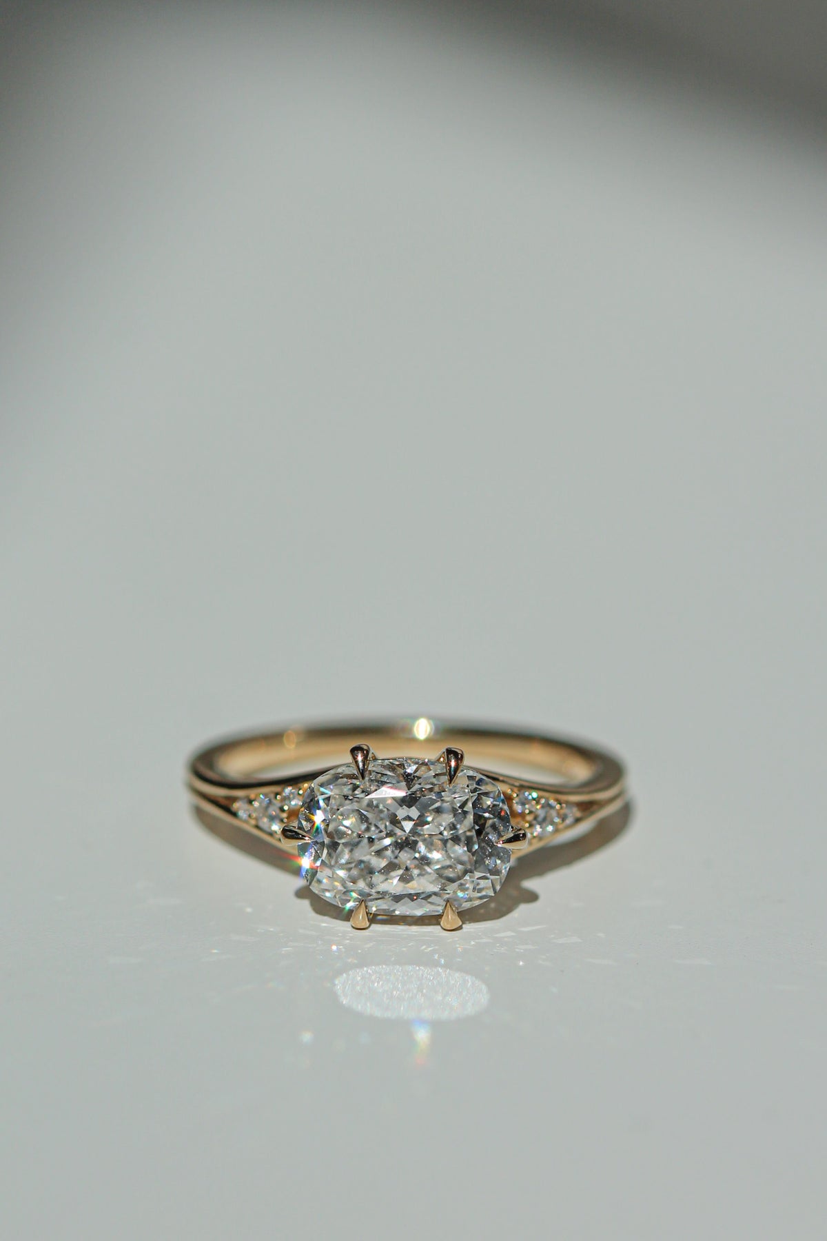 East-west cushion diamond ring (view 7)