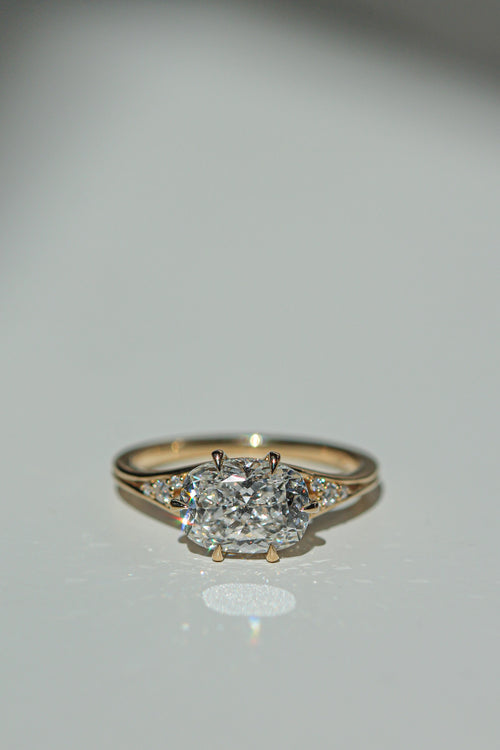 East-west cushion diamond ring (view 2)