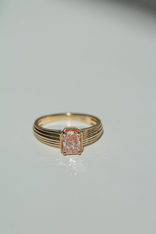 pink diamond radiant cut ring