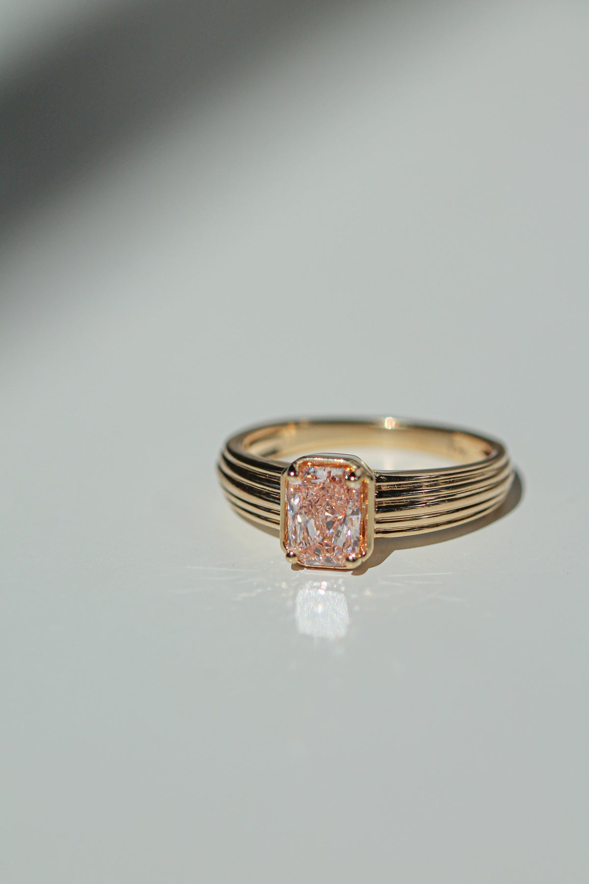 pink diamond radiant cut ring (view 3)