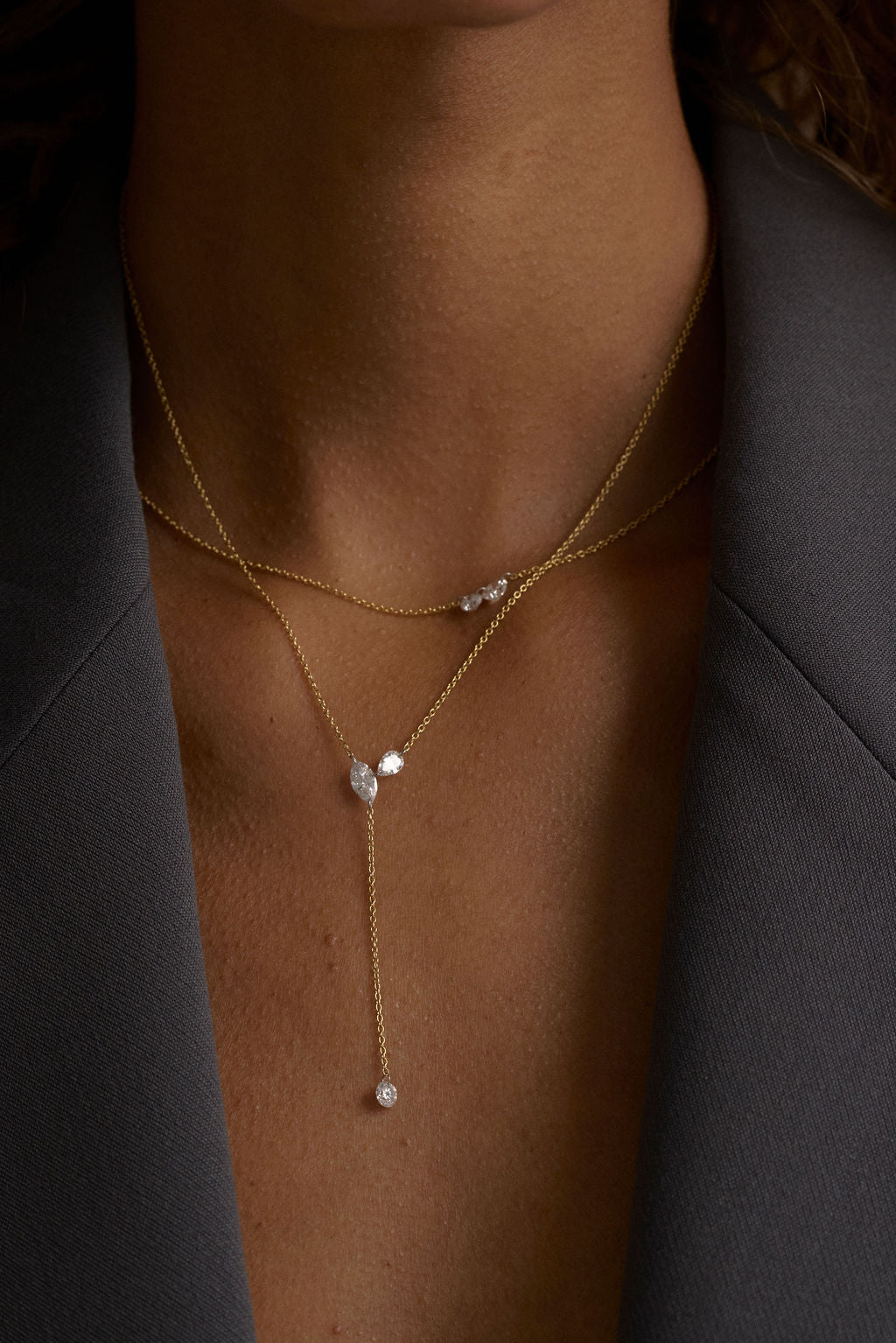 Dainty Diamond Plunge Necklace