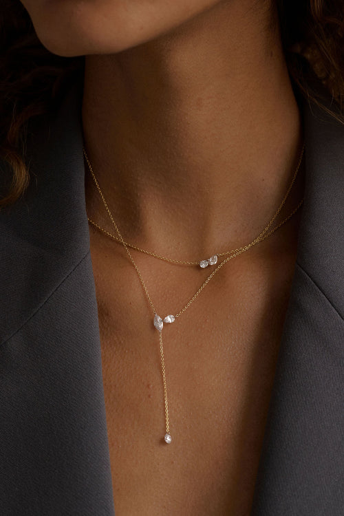 Dainty Diamond Plunge Necklace