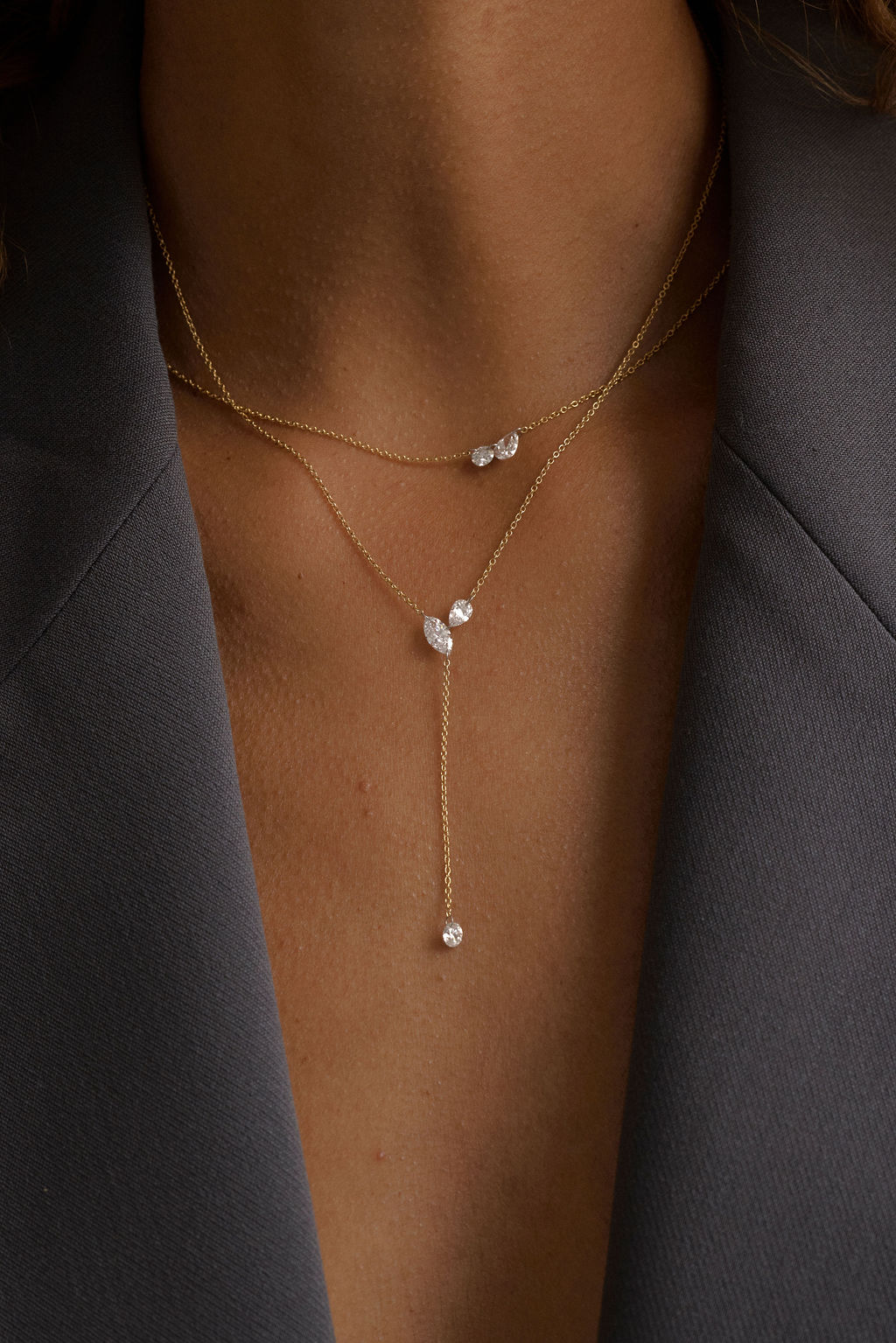 Dainty Diamond Plunge Necklace
