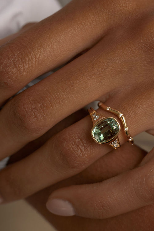 Green Sapphire Lea | Elongated Old Mine Cushion