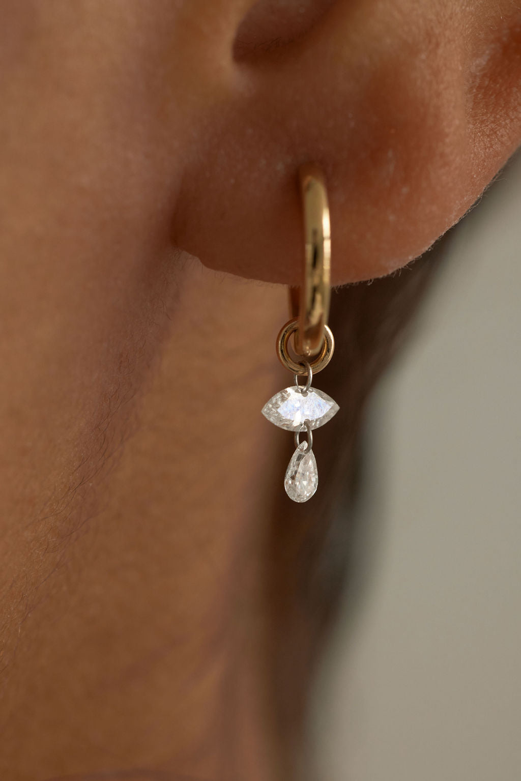Double Diamond Dangle Hoops
