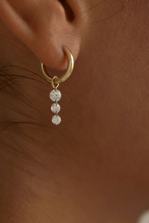 Triple Diamond Dangle Hoops