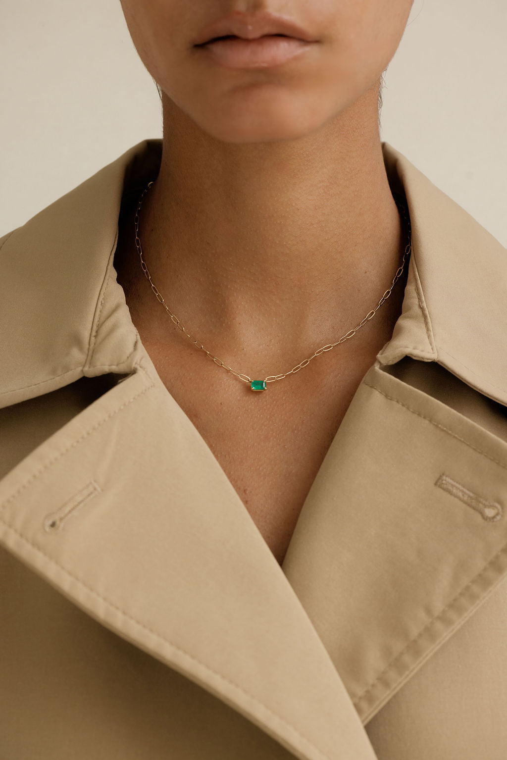 Emerald Solitaire Necklace