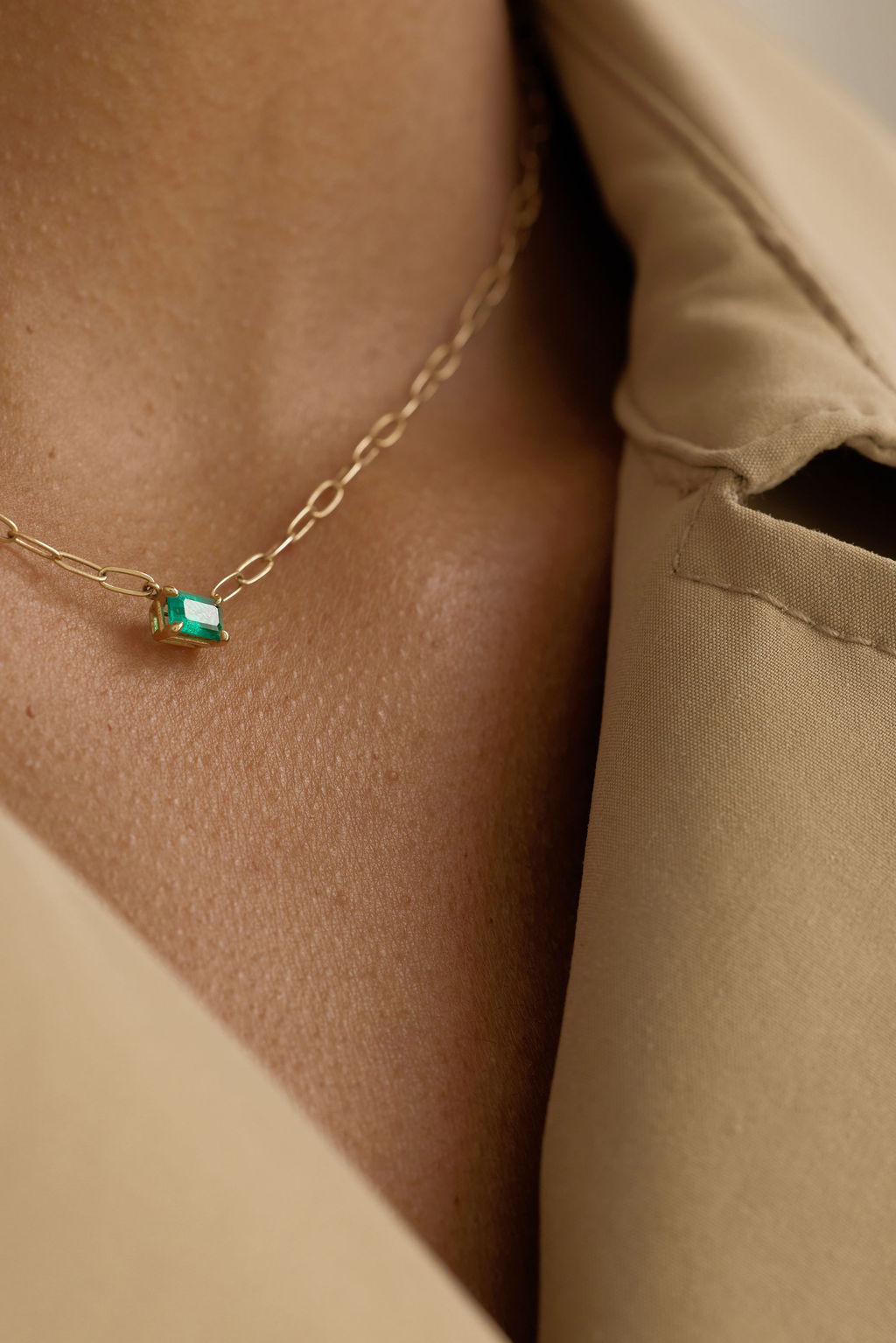 Emerald Solitaire Necklace