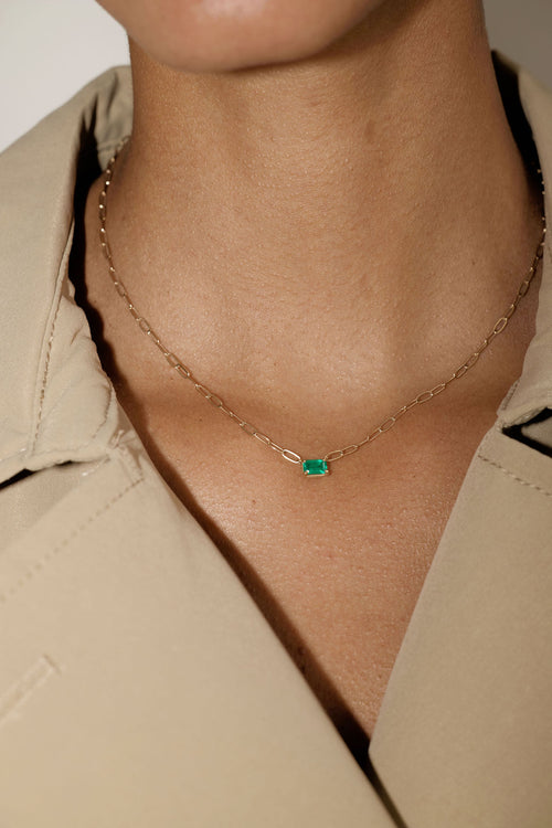 Emerald Solitaire Necklace