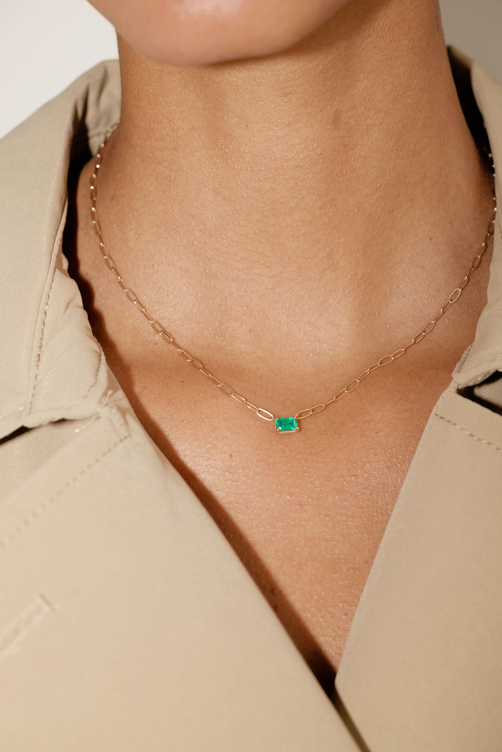 Emerald Solitaire Necklace