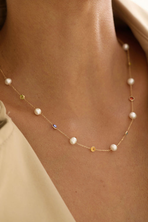 Pearl & Gemstone Satellite Necklace