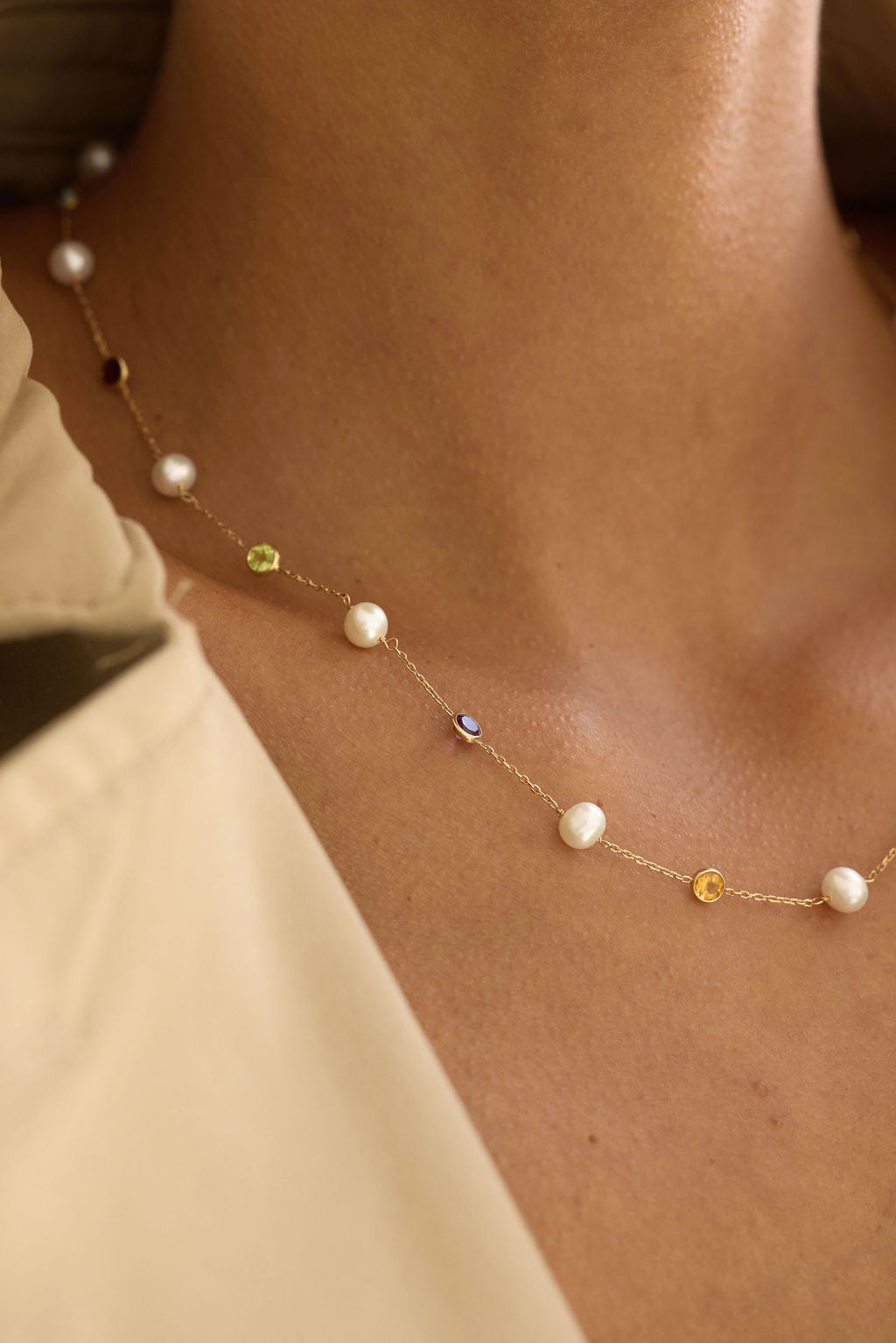 Pearl & Gemstone Satellite Necklace