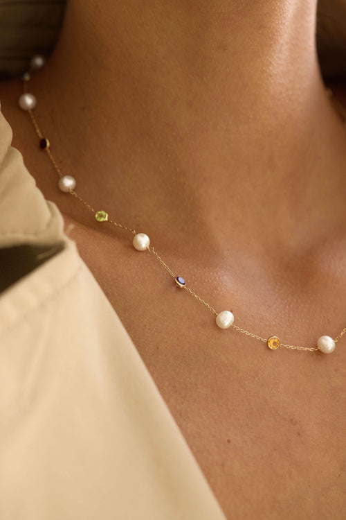 Pearl & Gemstone Satellite Necklace