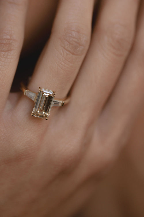 Champagne Emerald Three-Stone