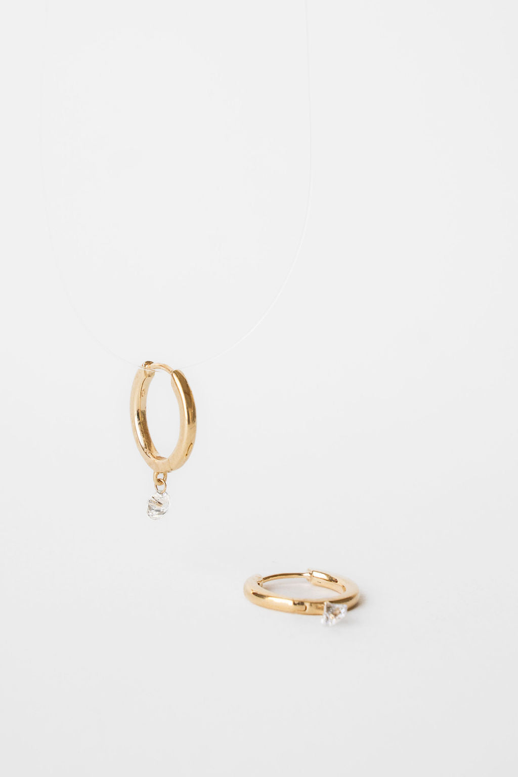 Petite Diamond Dangle Hoops