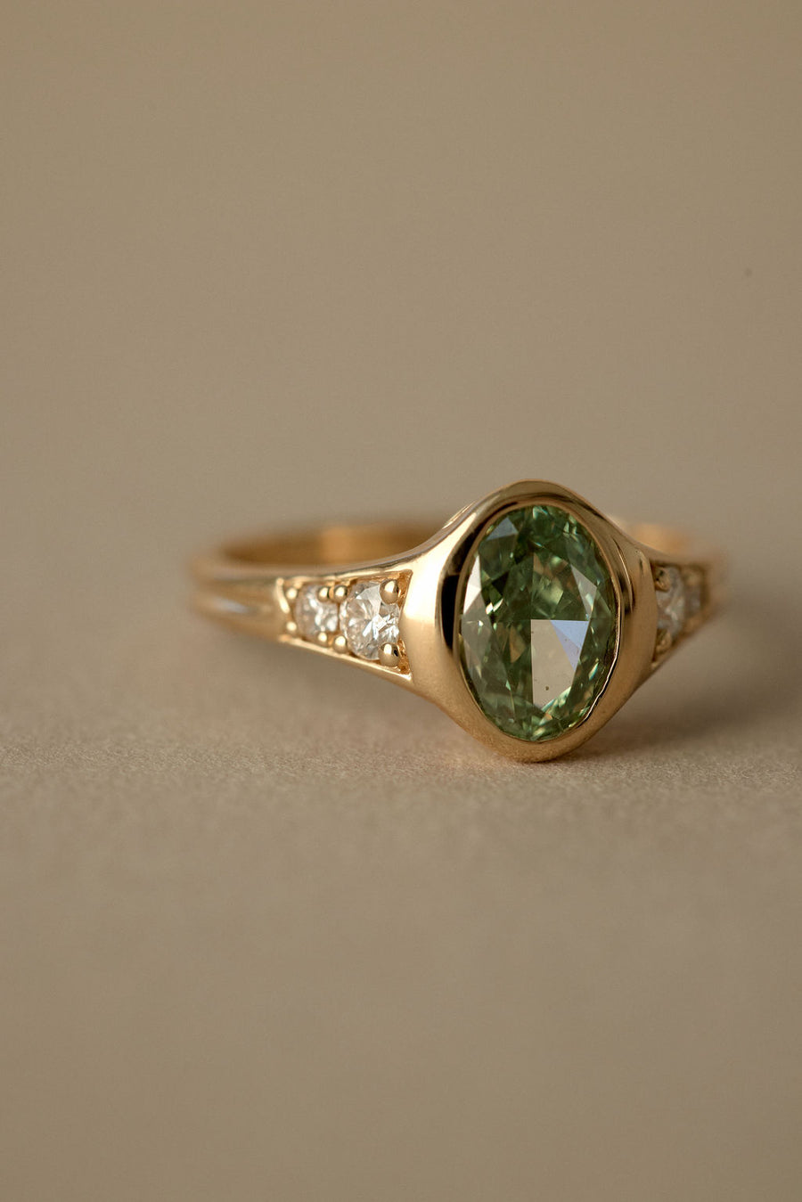 1.30 ct Lea || Green Oval – June Rings