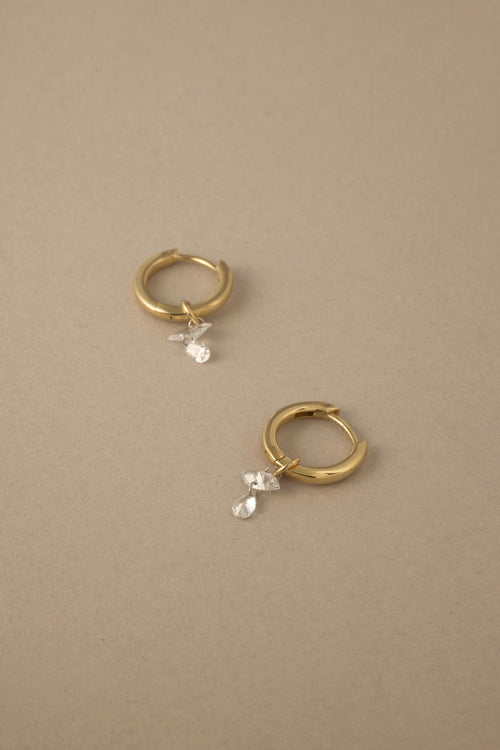 Double Diamond Dangle Hoops