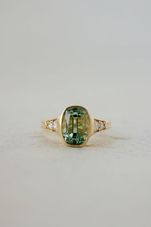 Green Sapphire Lea | Elongated Old Mine Cushion