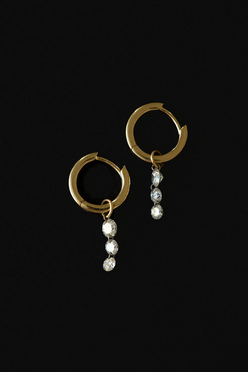 Triple Diamond Dangle Hoops