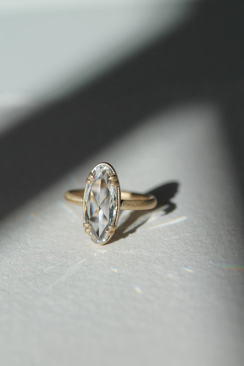 2.21 ct Rose Cut Moval Matte Finish Solitaire