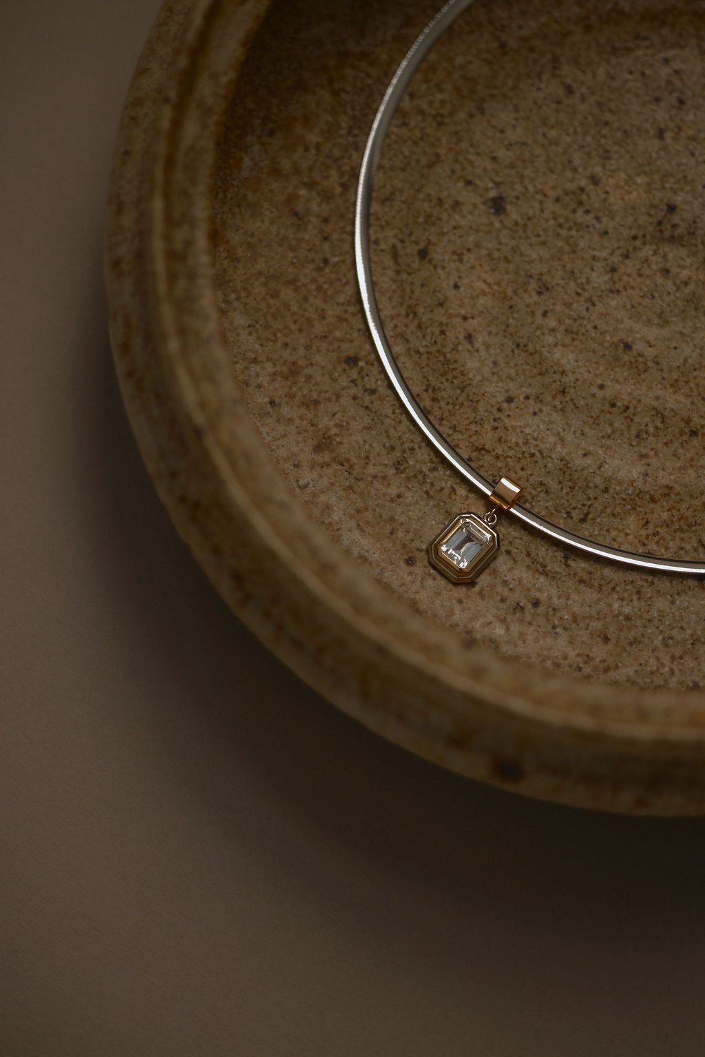 Reversible Omega Necklace | Two-Tone Bezel Emerald