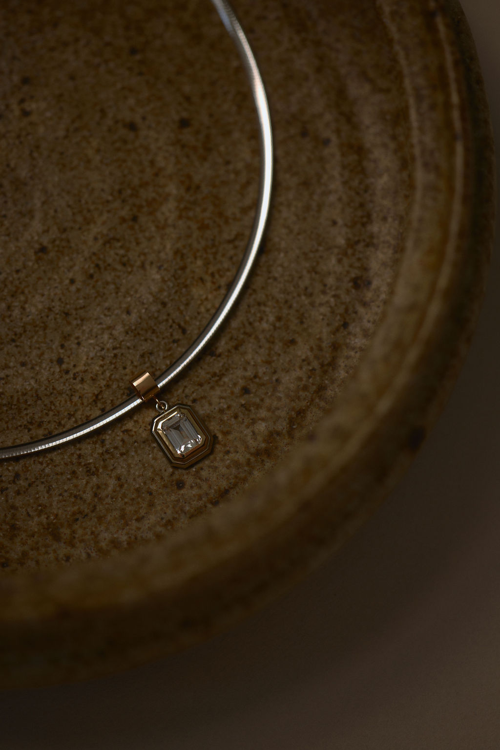 Reversible Omega Necklace | Two-Tone Bezel Emerald