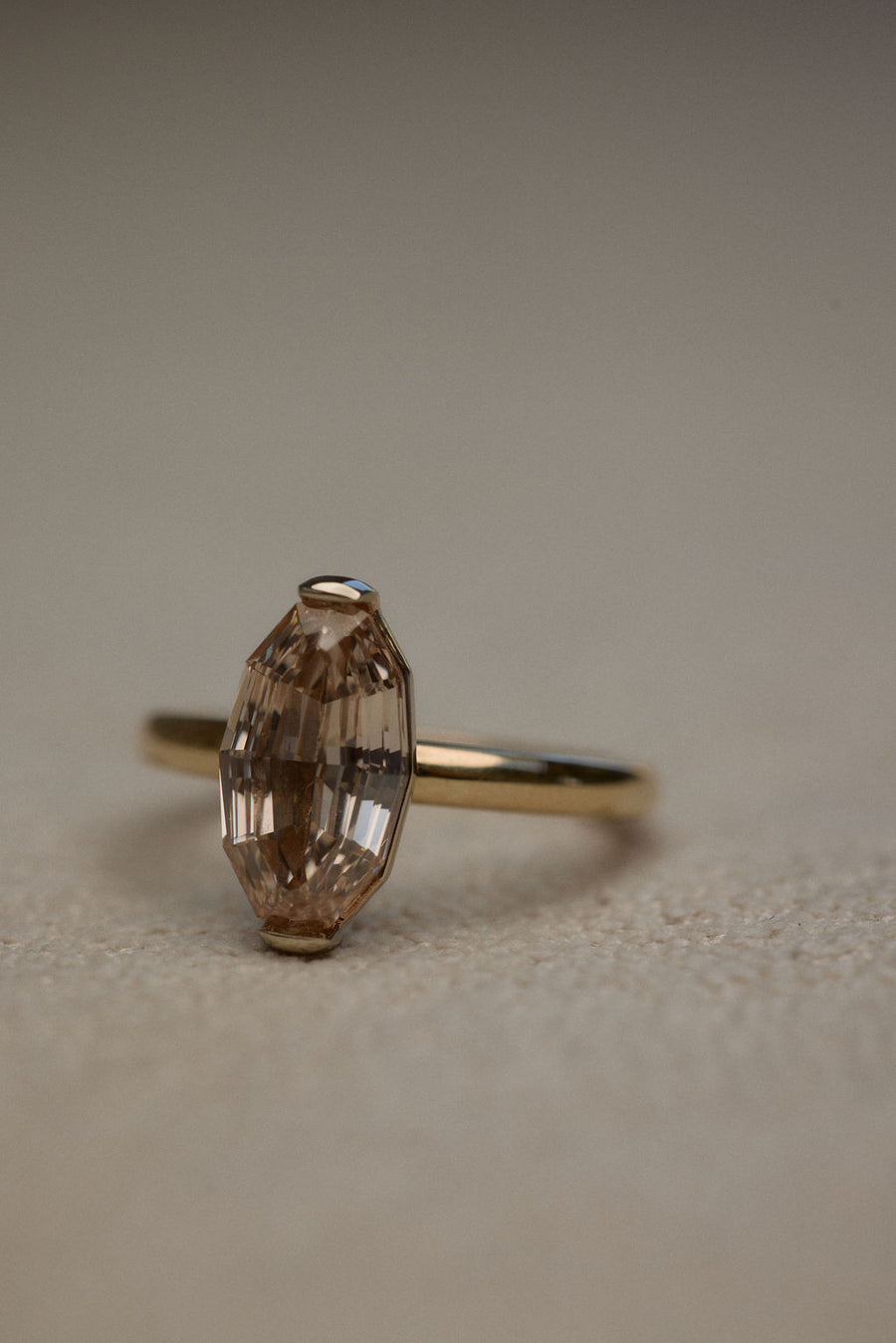 Step Cut Riing Celine | Champagne Step-Cut Moval – June Rings