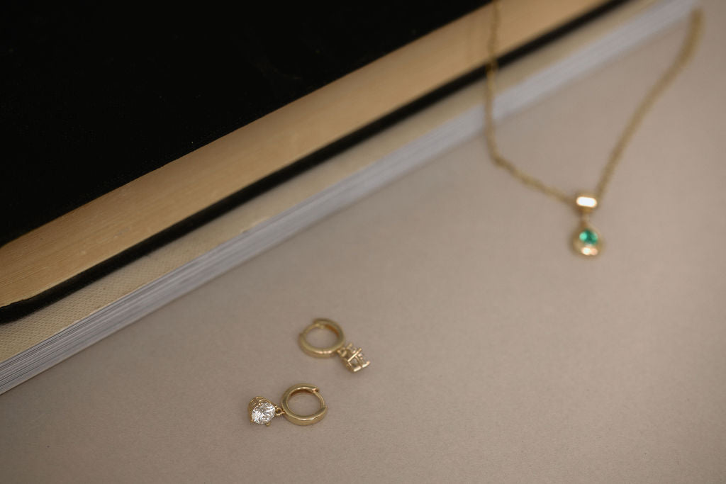 Diamond Dangle Hoops