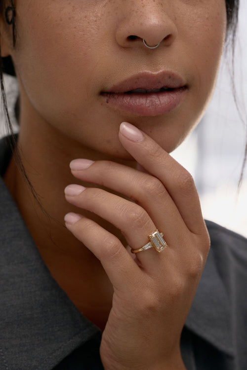 Champagne Emerald Three-Stone