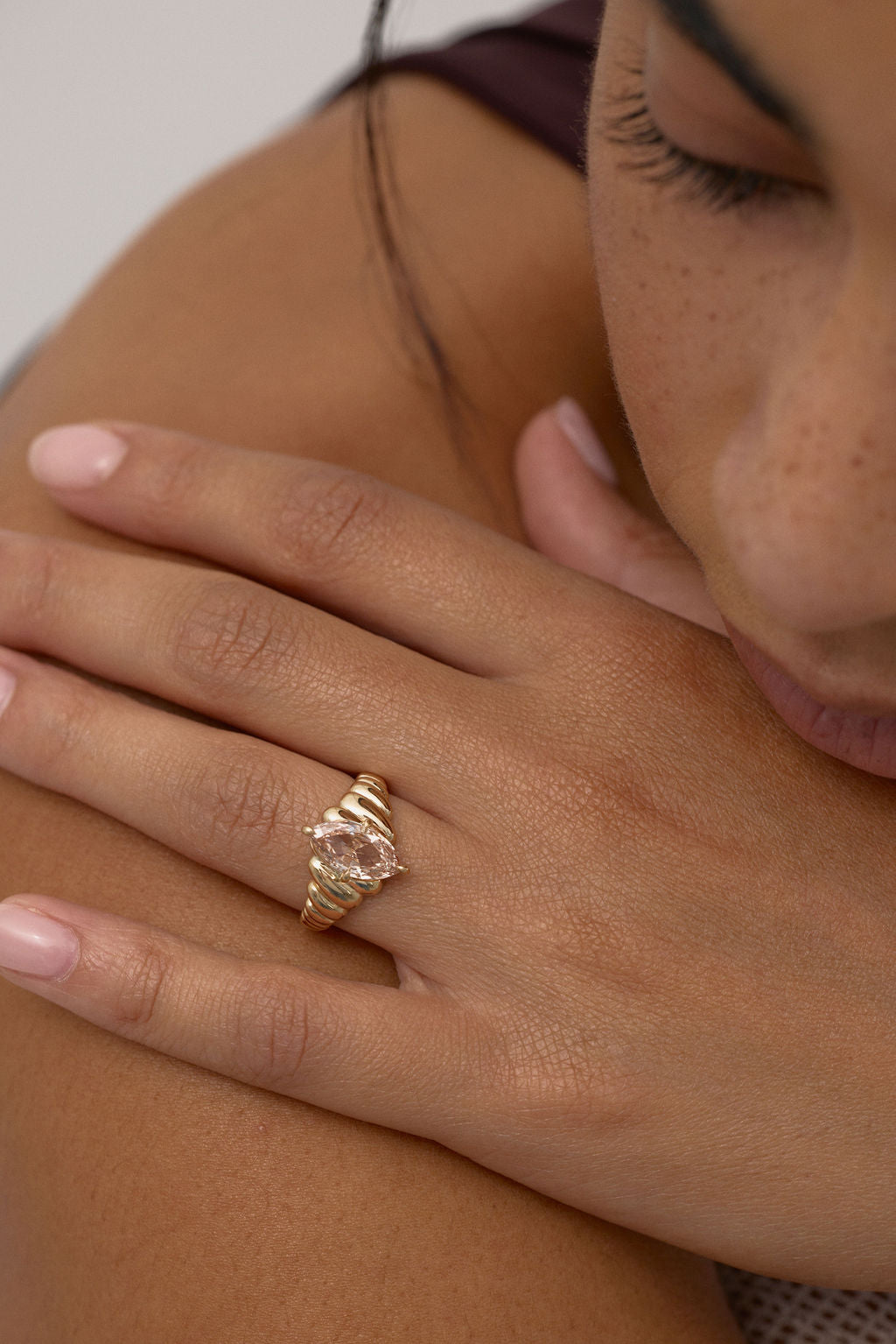 Weave Rose Cut Champagne Marquise – June Rings1