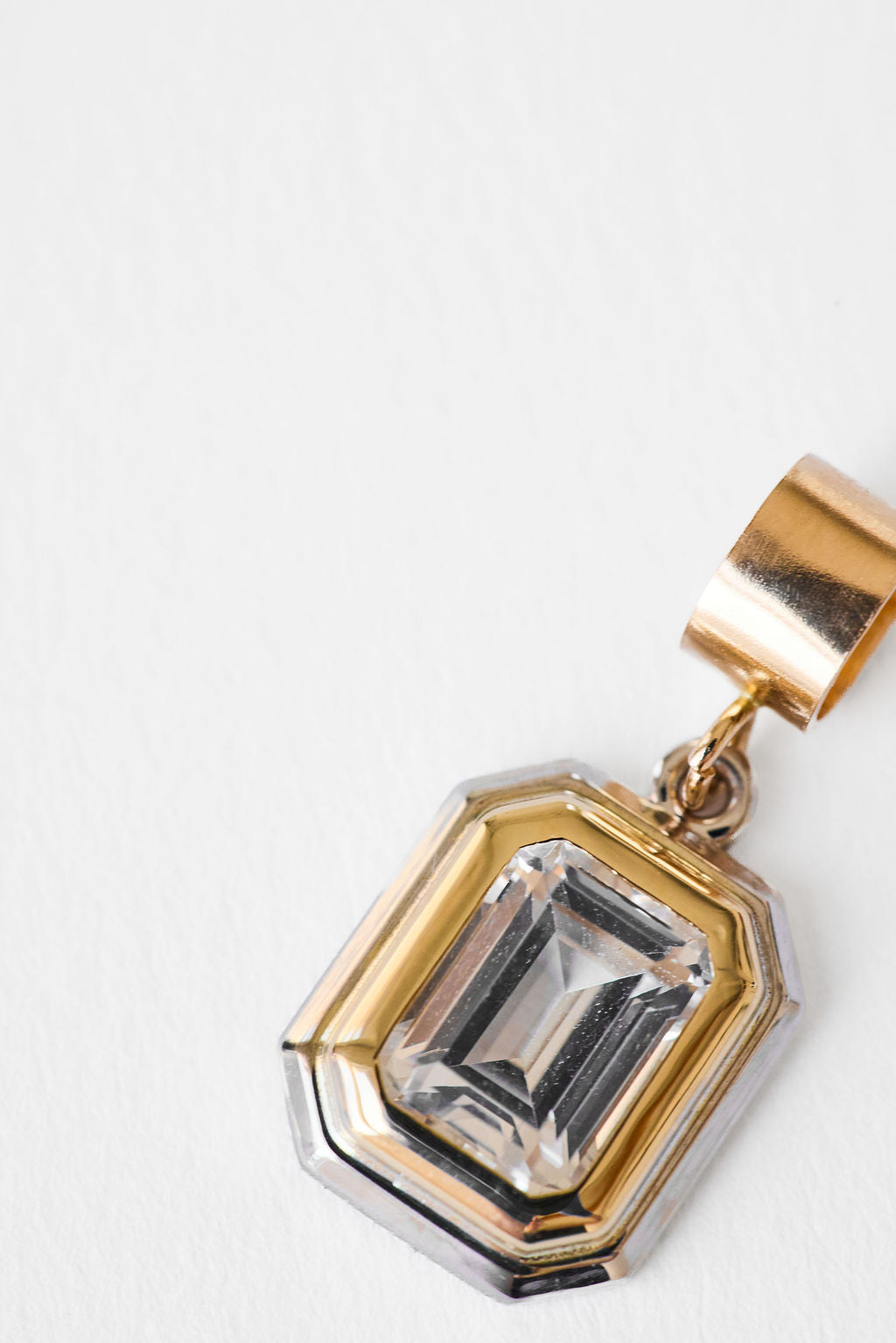 Reversible Omega Necklace | Two-Tone Bezel Emerald