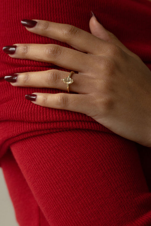 Champagne Step-Cut Marquise Solitaire | OAK